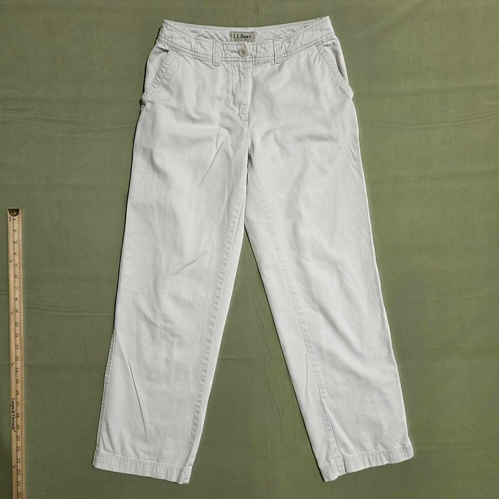 L.L.Bean Favorite Fit Straight cream chino pants women's size 6 tall